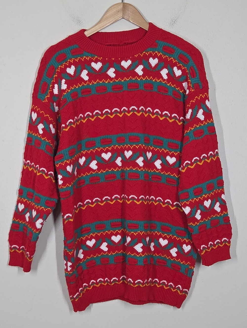 Vtg 80s 90s Red Heart Knit Sweater Grannycore Cottagecore Retro